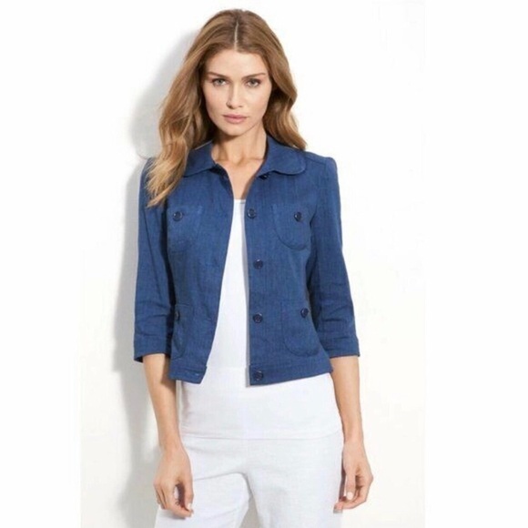 Trina Turk Etta Jacket Blue Lightweight Jacket Size 2 - Picture 1 of 6